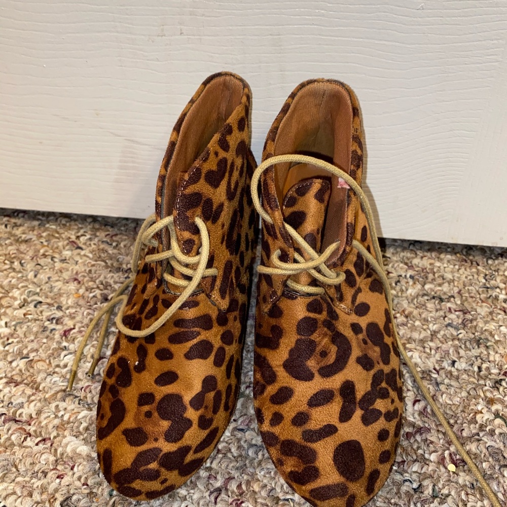 Cheetah print booties